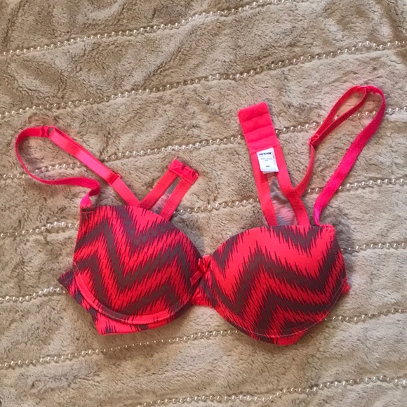 Hot Pink and Gray Push Up Joe Boxer Bra - Picture 2 of 6